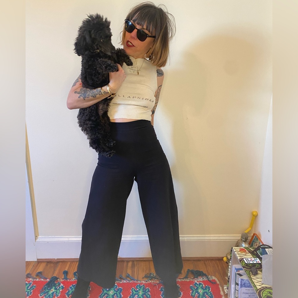 High rise wide leg trouser